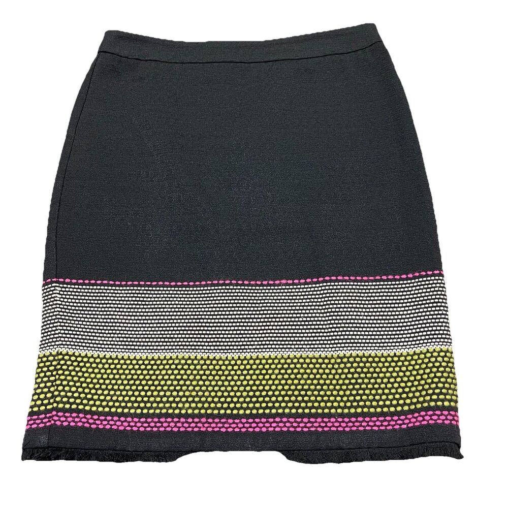 Trina Turk Women’s Skirt Size 6 Dorris Pencil Textured Fringe Lace A Line Cotton